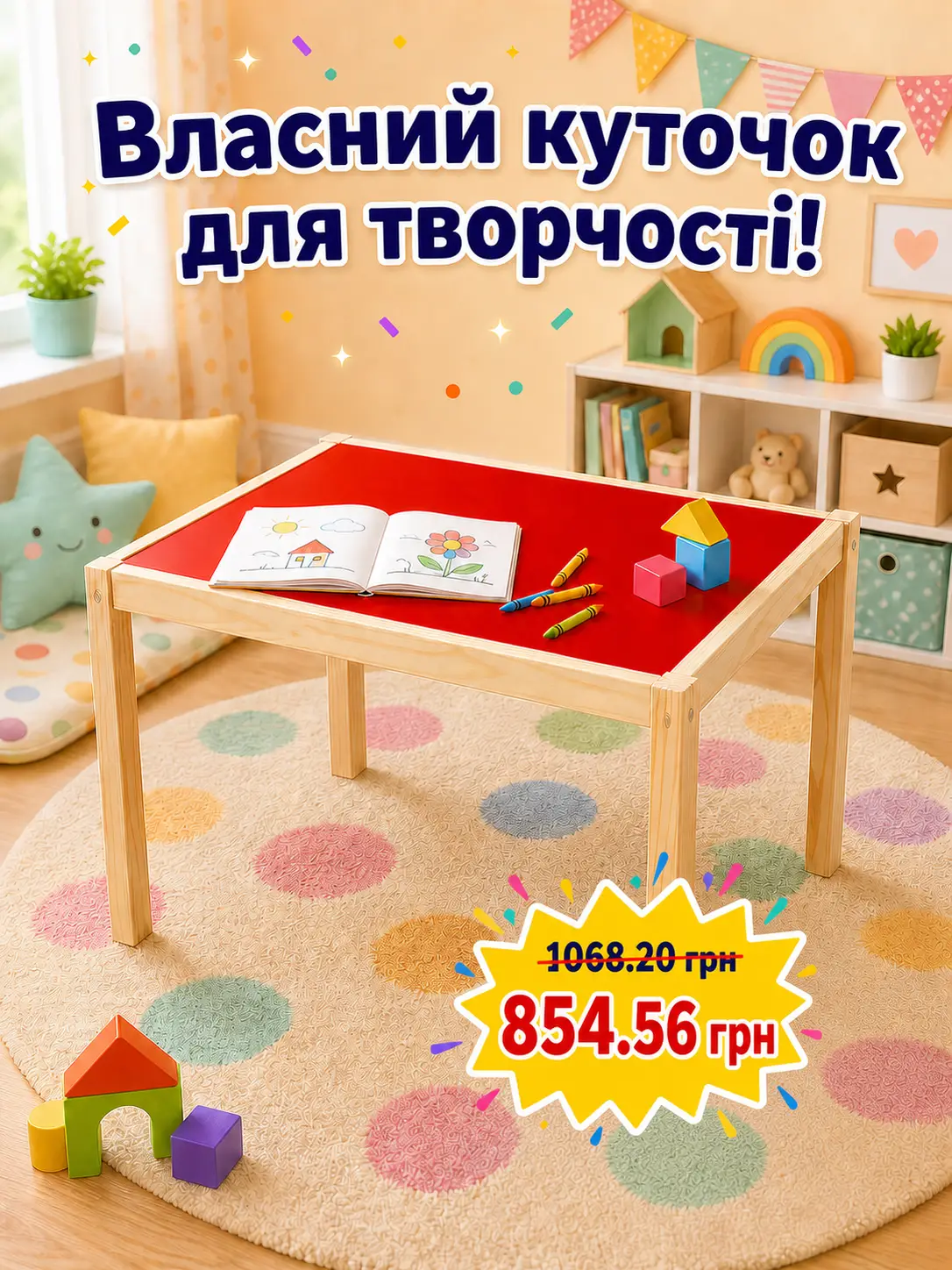 Стіл дитячий дерев'яний купити