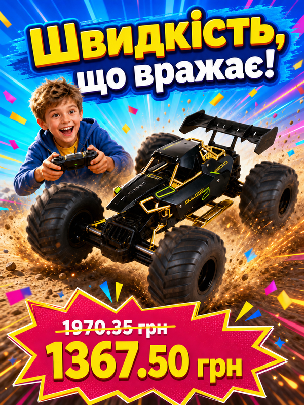 Машина на радіокеруванні SL-8399ARH Off-Road High Speed чорний, металевий корпус, з акумулятором 3,7V KS DRIVE купити