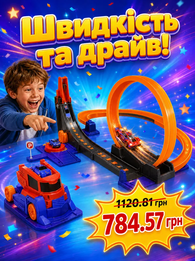 Трек з запуском на батарейках в коробці 6688-252 р.56*37*10см купити