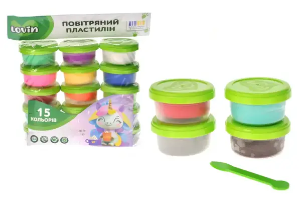 Набір для ліплення з легким пластиліном 7000219 в стаканах, 15 кольорів LOVIN купити