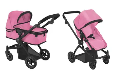 Візок для ляльки 2в1 9651B MAESTRO BAG PINK з сумкою металевий, в коробці р. 52,5x15x38 см CARRELLO купити