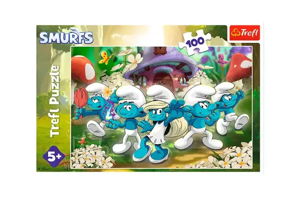 Пазли - 100 елм. - 16487 "Смурфики. Зустріч зі смурфами" Trefl купити недорого в Україні, фото 3