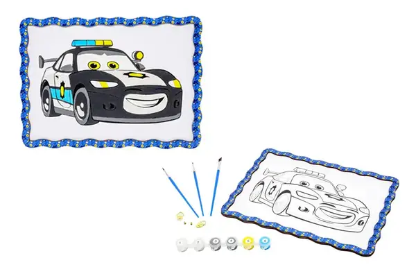 Картина по номерах Puz-22952 "Поліцейська машина" дерев'яна, формат А4 PuzzleOk купити