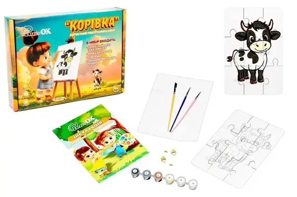 Пазл-розмальовка Puz-22936 "Корівка" А5, дерев'яний PuzzleOK купити