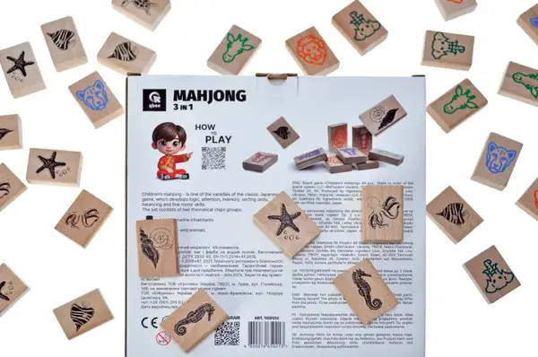 Розвиваюча дерев'яна гра QB700-007 "Дитячий Маджонг" 49 дет. qbee купити недорого в Україні, фото 2