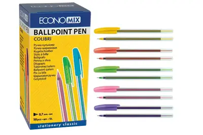 Ручка масляна ECONOMIX COLIBRI сині E10237 купити