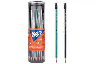 Олівець YES ч/гр. трикут. з ласт. у пл. тубі "Stripes", 280593 36 шт/уп купити