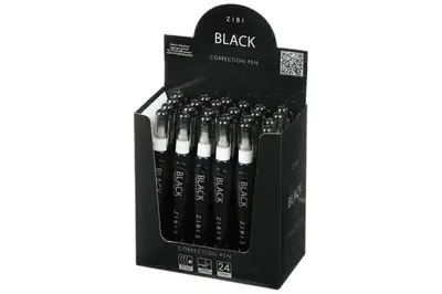 Коректор-ручка ZB.2903 BLACK, 5 мл, металевий кінчик ZiBi купити