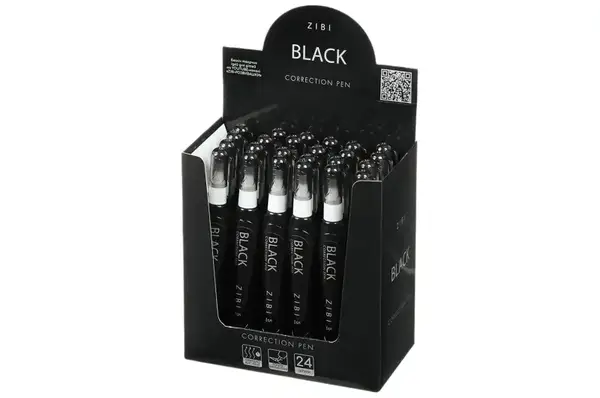 Коректор-ручка ZB.2903 BLACK, 5 мл, металевий кінчик ZiBi купити