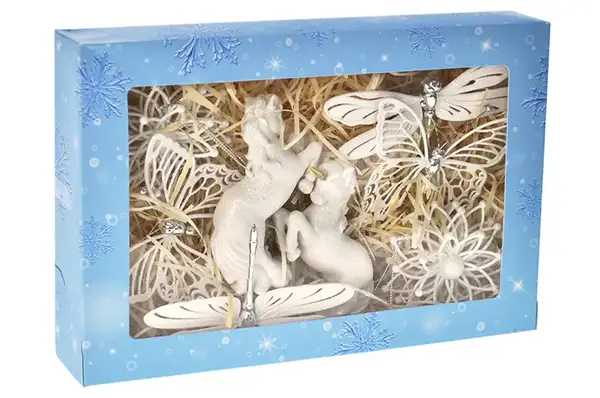 Набір новорічних іграшок Новорічна коробка №8 30x20x6 см купити