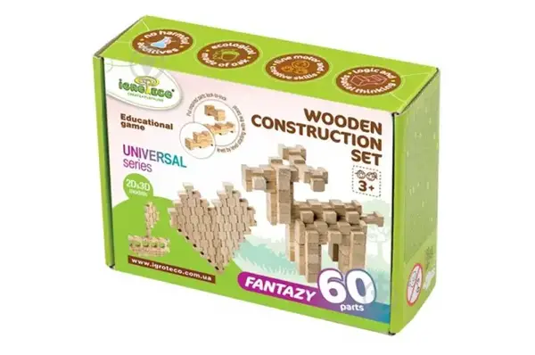 Дерев'яний конструктор "Фантазія" 60дет. 900057 IGROTECO купити