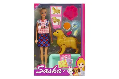Лялька "Sasha" з собакою в коробці 51829 р.33*7*23см купити
