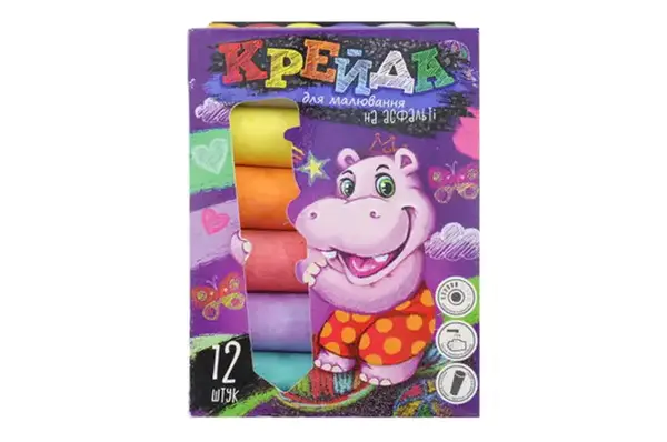 Набір крейди MEL-01-06U для малювання на асфальті велика 12 шт. в коробці DANKO купити недорого в Україні, фото 2