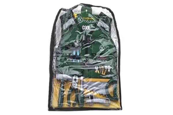 Набір інструментів (жилет, плоскогубці, пила, молоток, викрутка) в чохлі G216 р.38*4*54,5см купити