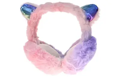 Хутряні навушники 110G, котячі вушка кольорові 15*18см. купити