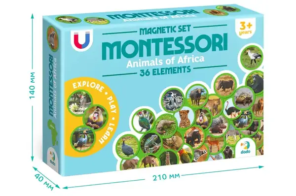 Магнітний набір 200284 "Монтесорі. Тварини на континентах: Африка" DoDo купити недорого в Україні, фото 3