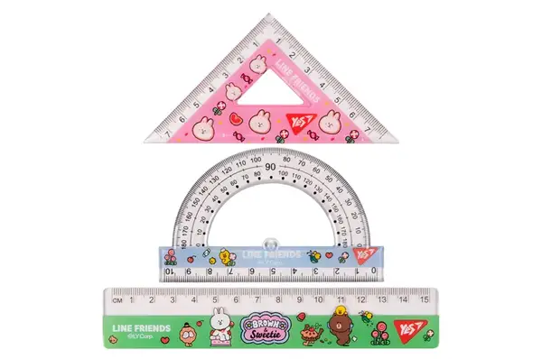 Набір лінійок Yes (3 предмети) "Line friends", лінійка 15 см 370676 купити недорого в Україні, фото 3