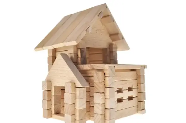 Конструктор дерев'яний QB700-004 "Будиночок з гаражем" 75 дет. Qbee купити недорого в Україні, фото 3