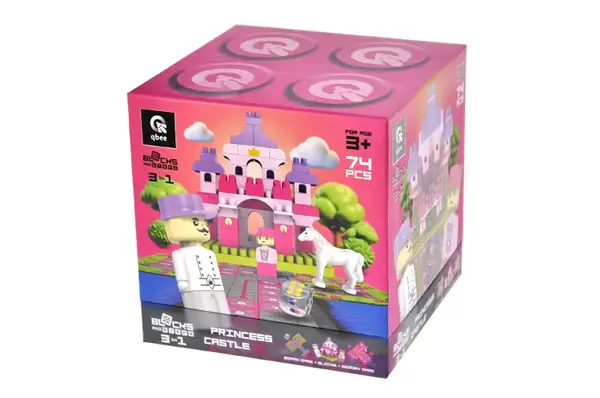 Конструктор блочний QB300-004 "Block&Steps: Замок Принцеси" + ходилка і меморі гра 3в1, 74дет. qbee купити недорого в Україні, фото 4