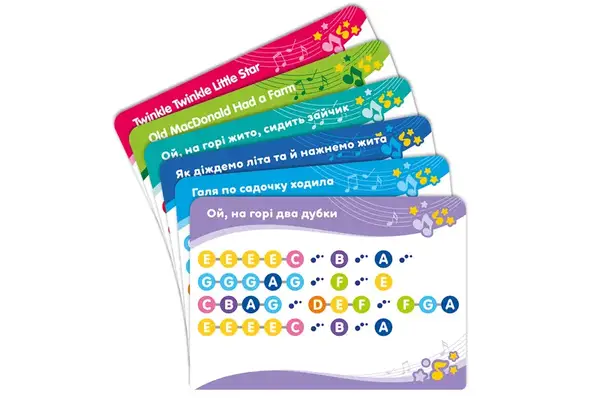 Піаніно KIDDI SMART – КОЛЬОРОВІ НОТКИ 4514T-KS, 12 карток з пісеньками купити недорого в Україні, фото 4