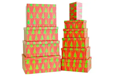 Набір подарункових коробок новорічних 10шт 1110228710 купити