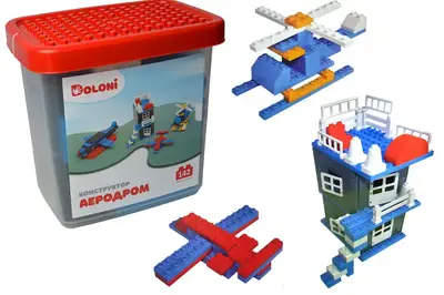 Конструктор блочний 013888/33 "Аеродром" 142 дет. в боксі DOLONI купити
