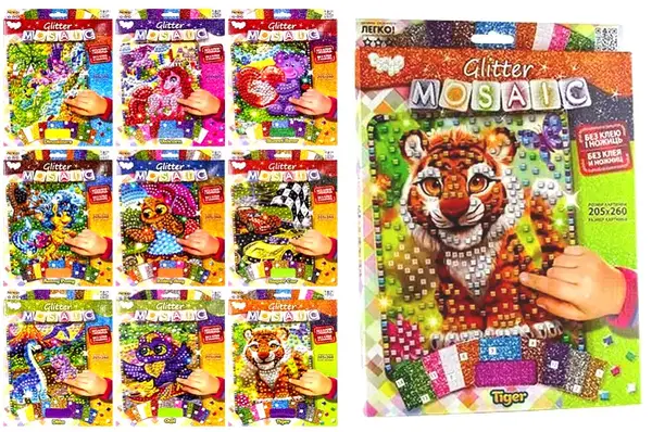 Набір для творчості БМ-03-01,02,03,04,05...10 "Блискуча мозаїка "Glitter Mosaic" DANKO купити недорого в Україні, фото 2
