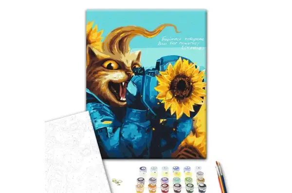 Картина за номерами: Котик сучасний Козак BS53122 р.40*50 см. Brushme купити