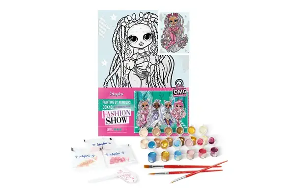Набір для розпису по номерах для дітей "L.O.L. Surprise! O.M.G. Fashion show Twist Queen" зі стразами 30х40 см. KHO6274 купити недорого в Україні, фото 2
