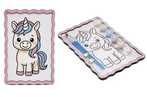 Набір для розпису по номерах Puz-22981 "Єдиноріг" дерев'яний, формат А5 PuzzleOk купити недорого в Україні, фото 3