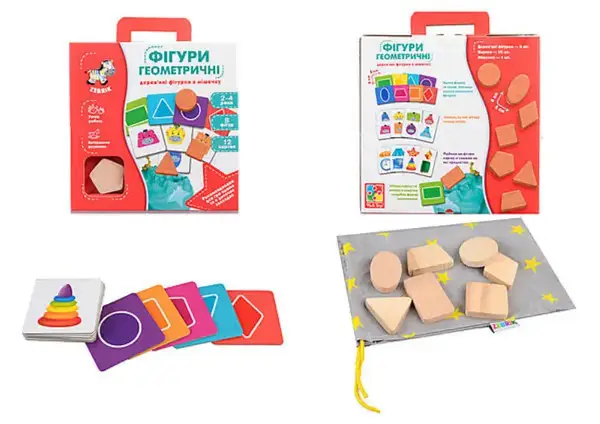 Дерев'яна гра "Геометричні фігури" в мішечку ZB2001-02 VladiToys купити