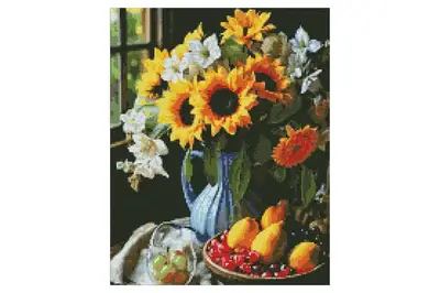 Набір з алмазною мозаїкою "Натюрморт із соняшниками" AMO7867 40х50см IDEYKA купити