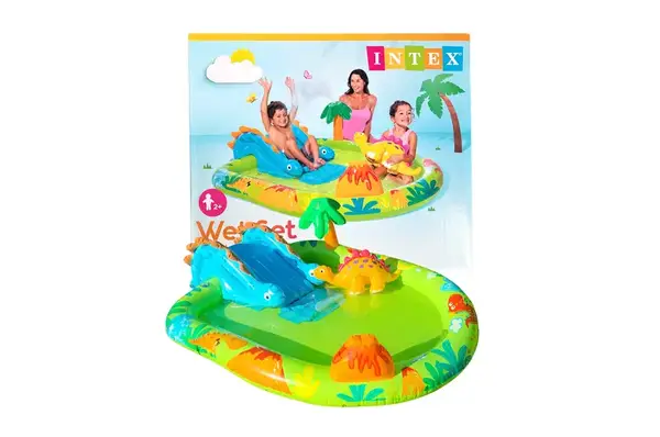 Ігровий центр 57166 надувний з гіркою р. 191x152x58 см INTEX купити