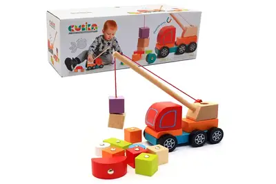 Дерев'яна іграшка Машинка "Авто-кран" арт. 13982 CUBIKA купити