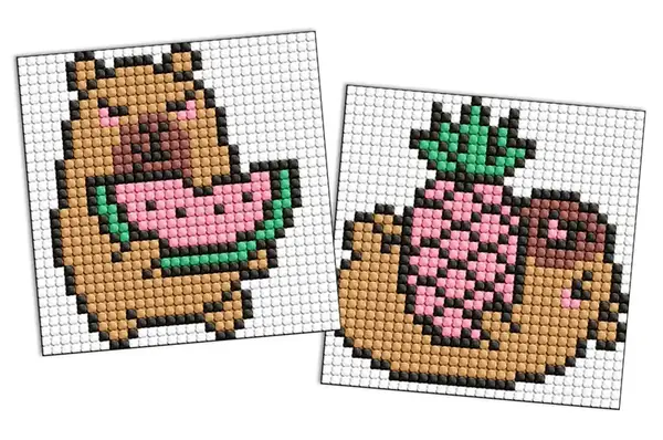 Набір з алмазною мозаїкою на магнітній основі для "Капібара: ананас і кавун" 9х9см AMG1167 IDEYKA купити недорого в Україні, фото 2