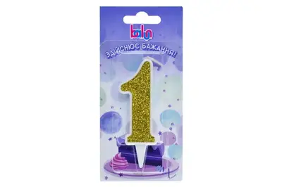 Свічка 03700 цифра '1' біла золото 9 см Balun купити