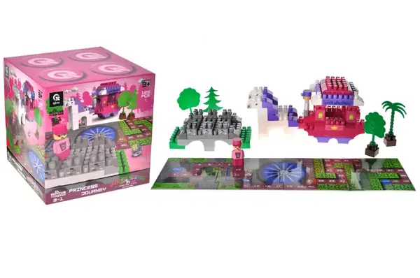 Конструктор блочний QB300-201 "Block&Steps: Подорож Принцес" + ходилка і меморі гра 3в1, 139дет. qbee купити