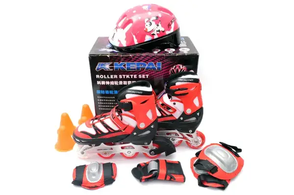 Ролики KEPAI 38-41р. червоні (алюмінієва рама, PU колеса, зі світлом, шолом+захист) F1-K9/L р.27*32,5*19,5см купити недорого в Україні, фото 2