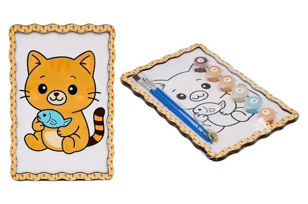 Набір для розпису по номерах Puz-22980 "Котик" дерев'яний, формат А5 PuzzleOk купити