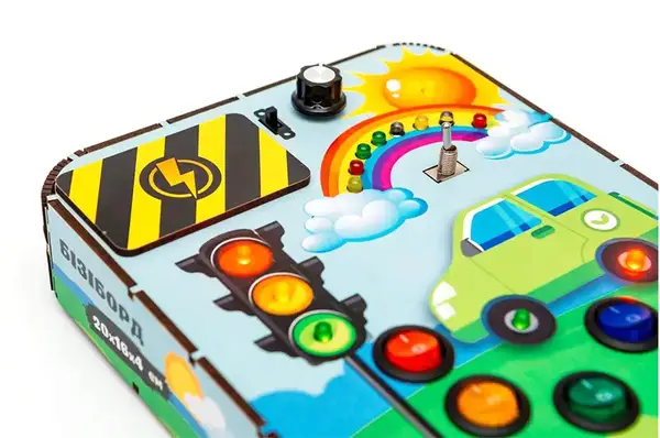 Бізіборд Puz-01023 "Світлофор"на батарейках, світло р. 20х16х4 см PuzzleOk купити недорого в Україні, фото 3