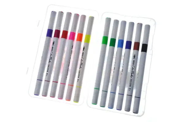 Набір скетч маркерів двосторонніх "Mouse" 260-12 12 шт, 12 кольорів 165мм пензлик/скошений наконечник купити недорого в Україні, фото 3