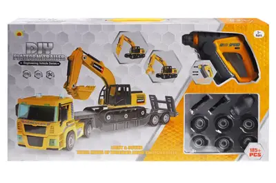 Вантажівка з екскаватором конструктор озвучена зі світлом, в коробці 3202-13 р.58*7,5*32,6см купити