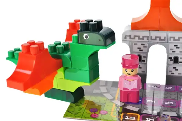 Конструктор блочний QB300-106 "Block&Steps: Дракон та замок" + ходилка і меморі гра 3в1, 43дет. qbee купити недорого в Україні, фото 3