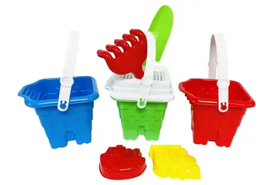 Набір дитячий "Відро №8 +лопатка, граблі, сито, пасочки" 1269 BAMSIC купити