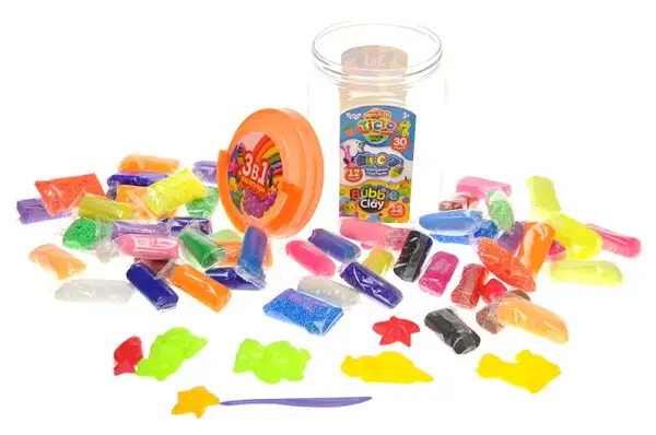 Набір для ліплення з легким пластиліном TAB-01-01U "3в1: тісто для ліплення, повітряний пластилін, кульковий пластилін" в колбі DANKO купити