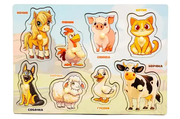 Сортер-вкладиш Puz-88741 "Свійські тварини" дерев'яний PuzzleOk купити