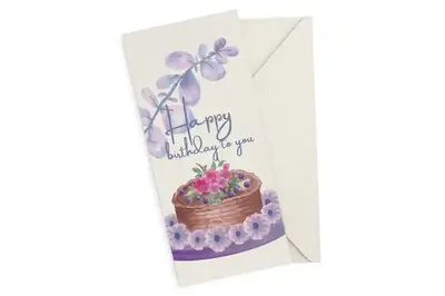 Подарунковий конверт 22511 "Happy Birthday to you з квітами" кремовий funmi 1шт. купити