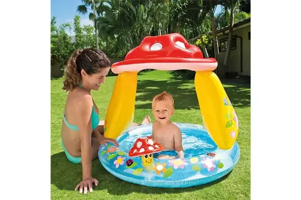 Басейн INTEX "Грибочок" надувне дно, рем комплект, тент, в коробці (1-3р) 57114 р.102*89см купити недорого в Україні, фото 3