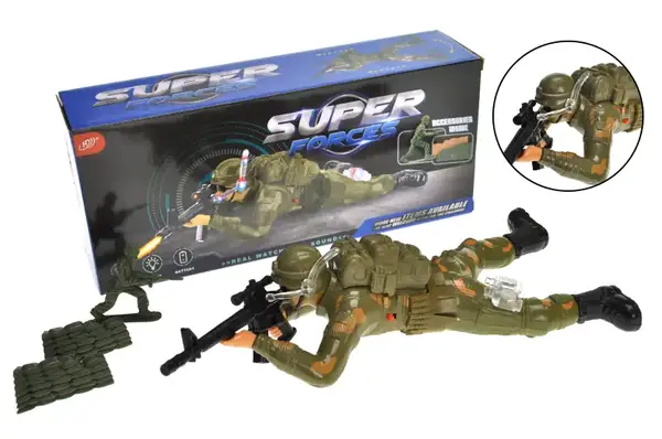 Солдат на батарейках, повзає, 2кольори, в коробці HD9315 р.33*14,5*8см купити