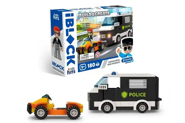 Конструктор Kids hits IBLOCK JUNIOR KH41/003/3 180 деталей Armoured Vehicle In Pursuit короб. 24*16*6 см купити